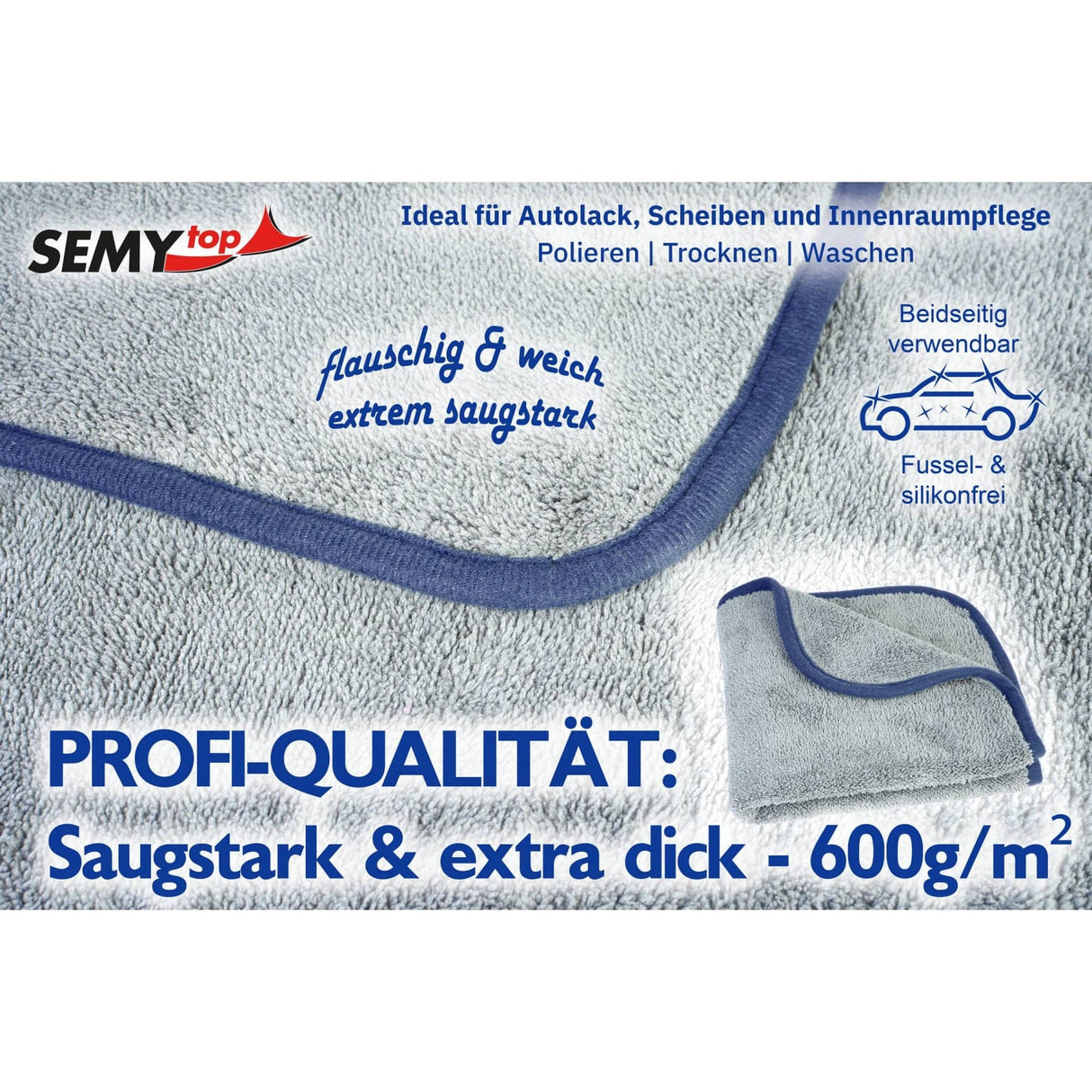 Semytop Mikrofaser Poliertuch, 40 x 40 cm, grau