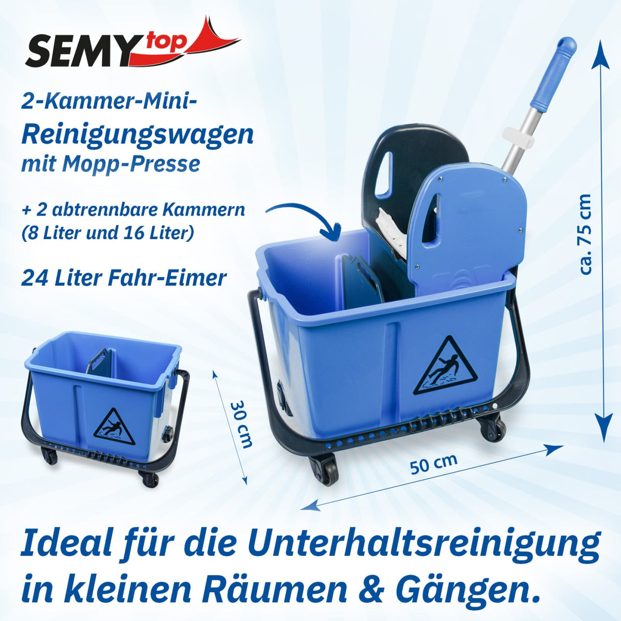 Semytop Reinigungswagen mit Presse, 24 Liter