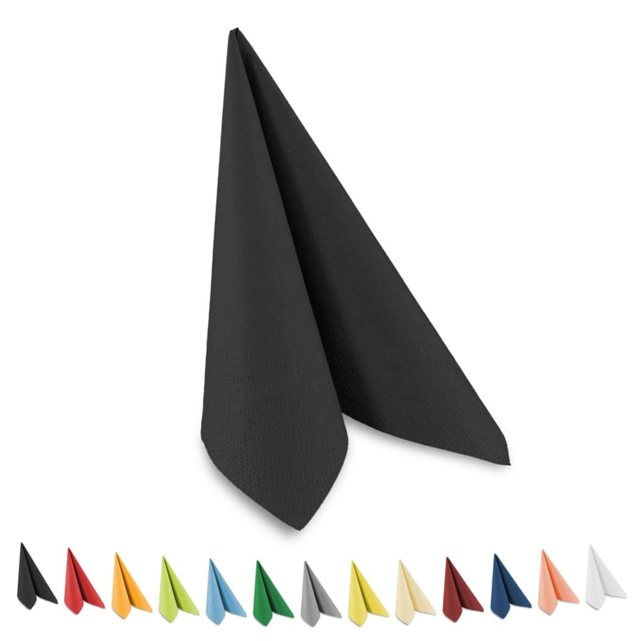 Servietten, 40 x 40 cm, 1/4 Falzung, 3-lagig 250 Stück Schwarz