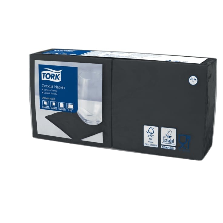 Tork Advanced Cocktailservietten schwarz 2-lagig Tissue