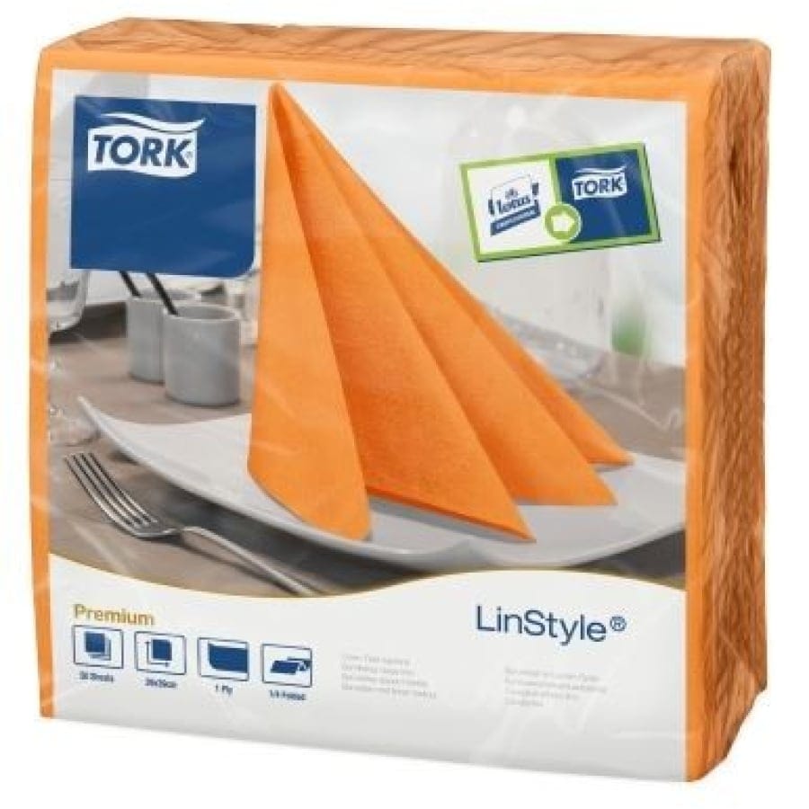 Tork LinStyle Dinnerservietten Airlaid mitternachtsblau Orange