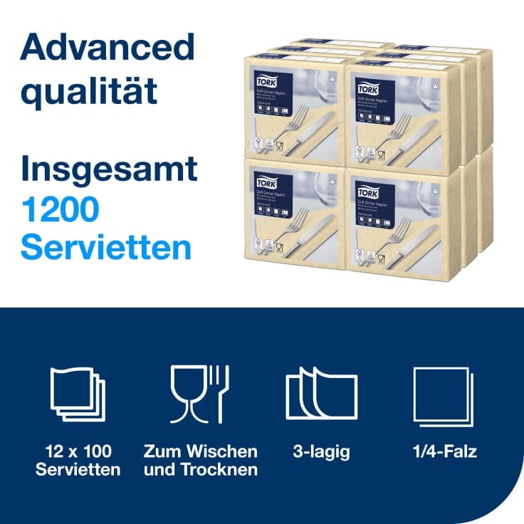 Tork Soft Dinnerservietten Zellstoff weich saugfähig Gastronomie Catering