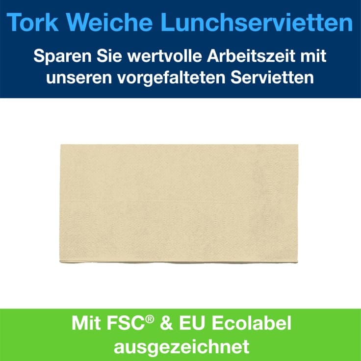 Tork Soft Lunchservietten 3-lagig vorgefaltet Gastronomie
