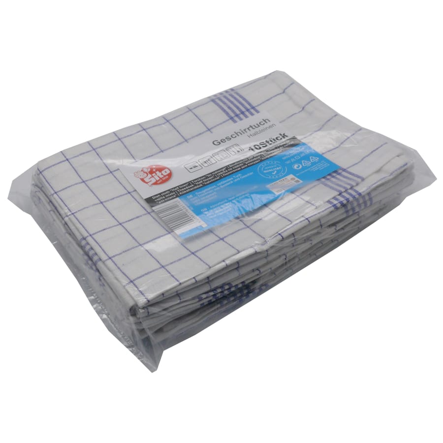 Sito Geschirrtuch, Baumwolle, 50 x 70 cm Packung 10 Tücher, blau-weiß