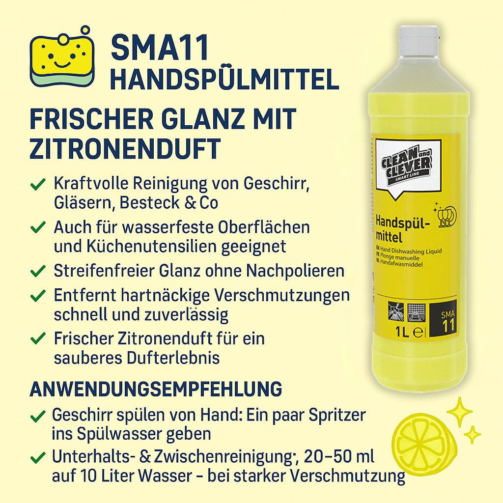 Handspülmittel SMA11 Clean and Clever - Frischer Glanz mit Zitronenduft