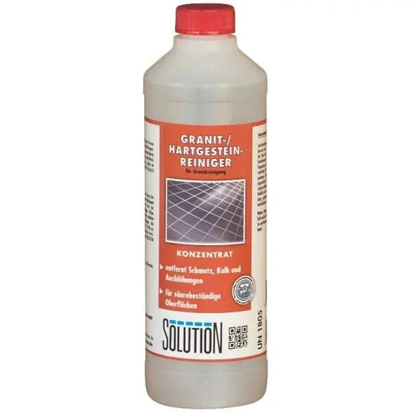 Solution Granitreiniger Steingrundreiniger in Flasche zur effektiven Reinigung von Granit- und Natursteinflächen.