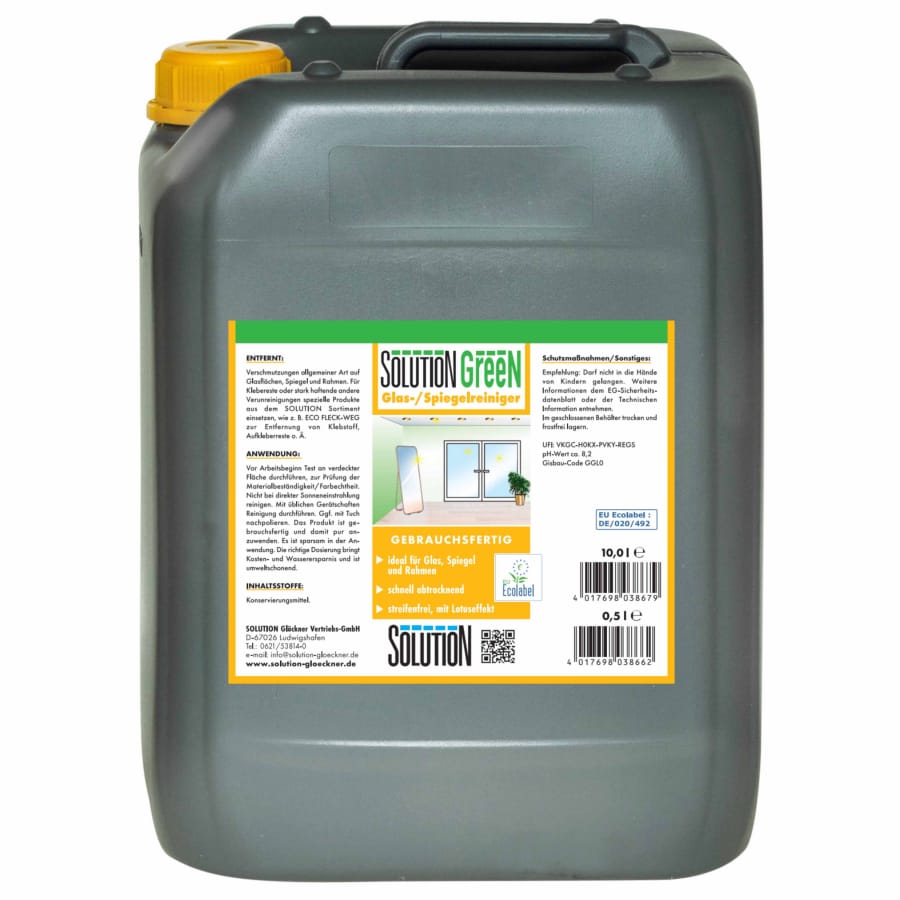 Solution GreeN Glas- und Spiegelreiniger gebrauchsfertig 10 Liter Kanister