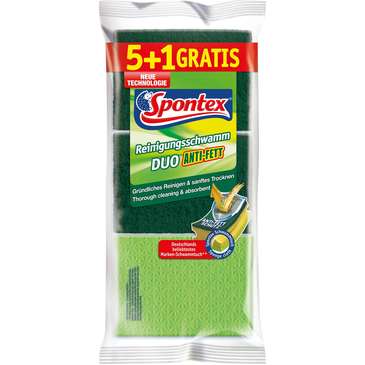 Spontex Duo Anti-Fat 5+1 Cleaning Sponge