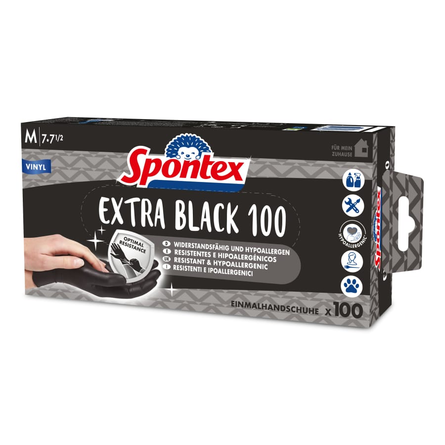Spontex Extra Black Einmalhandschuhe 7 - 7,5