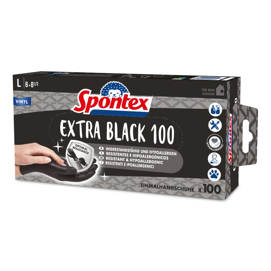 Spontex Extra Black Einmalhandschuhe 8 - 8,5