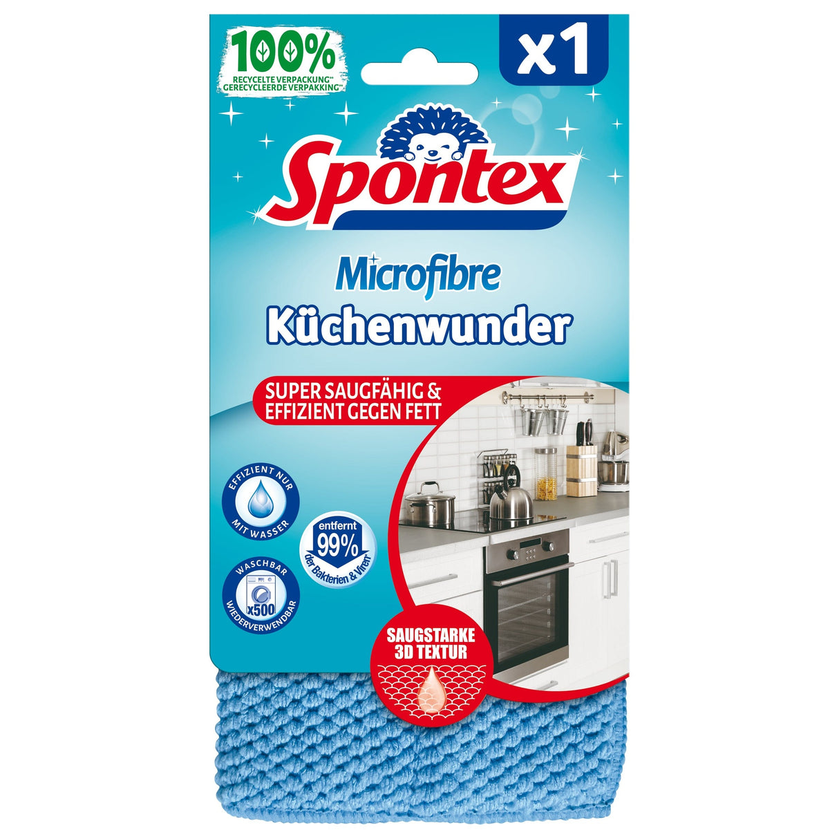 Spontex Microfibre Küchenwunder 3D Mikrofasertuch