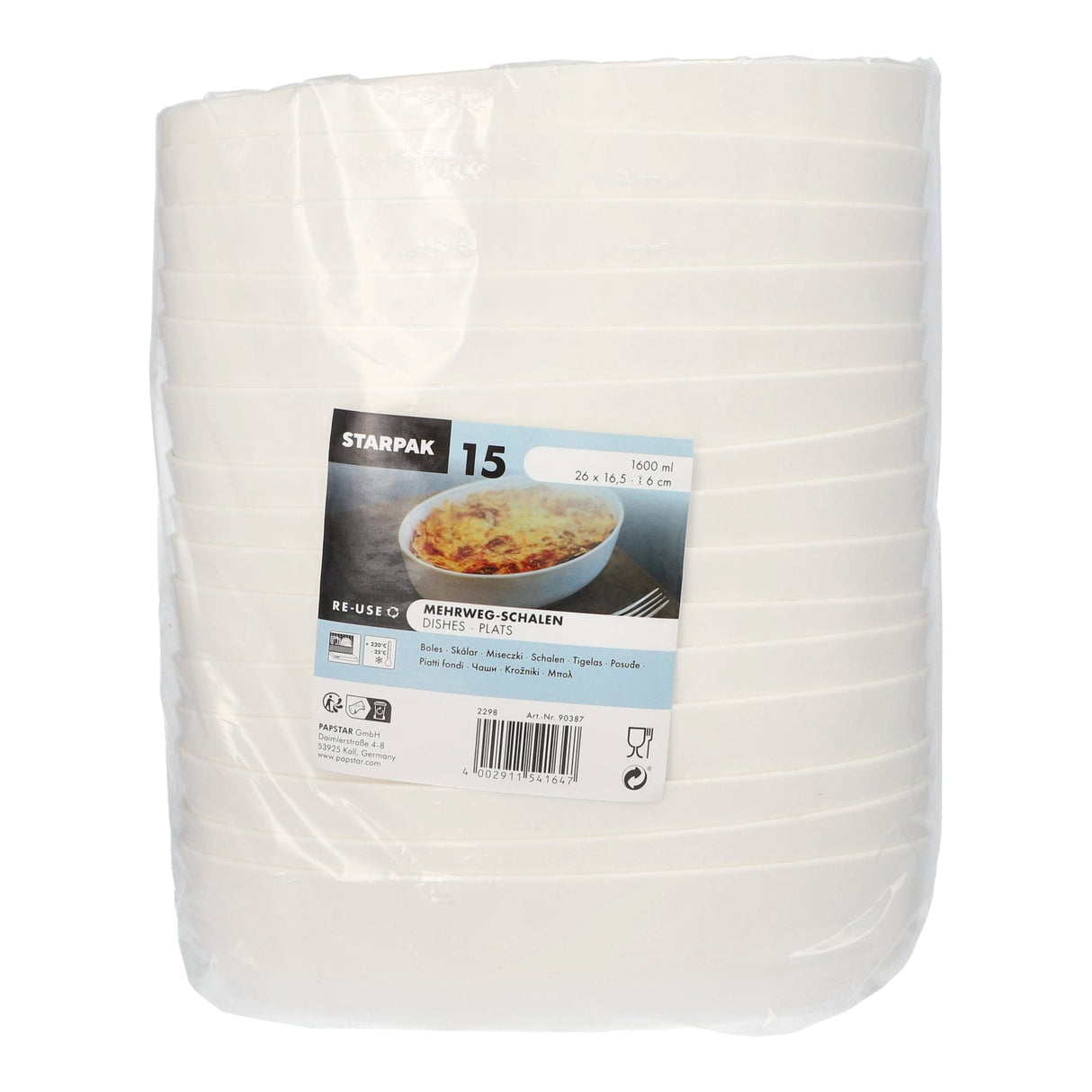 Starpak "Cella" Mehrweg-Schalen oval, 1600 ml, weiß