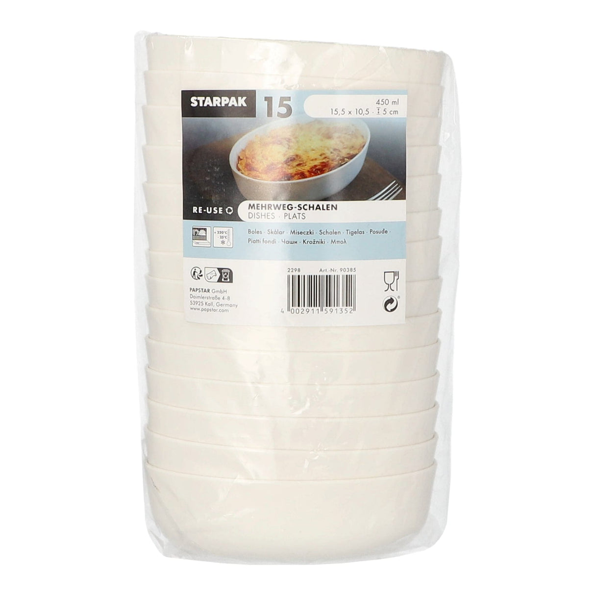 Starpak "Cella" Mehrweg-Schalen oval, 450 ml, weiß