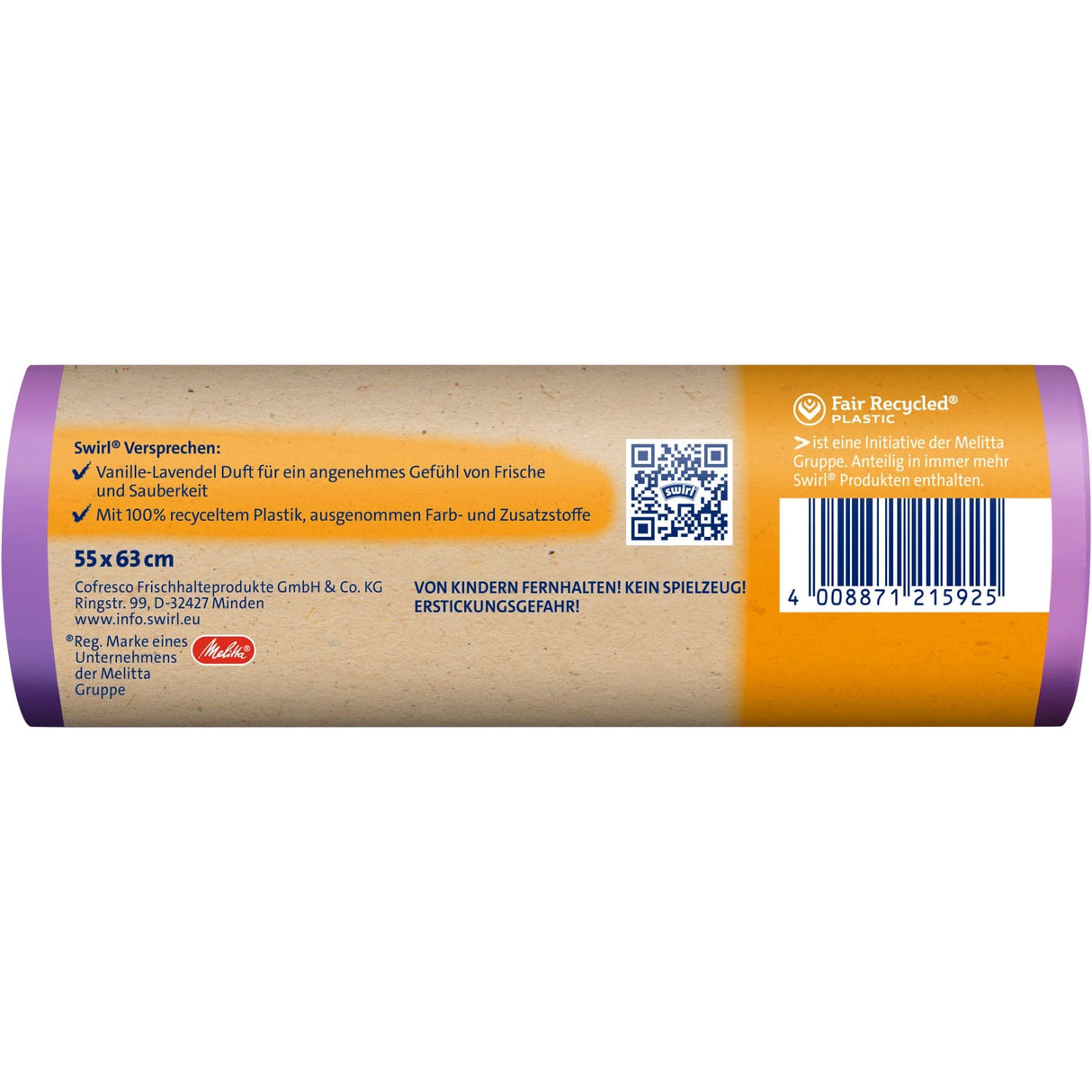 Swirl® Duft - Müllbeutel Reißfest, Vanille-Lavendel, 35 Liter