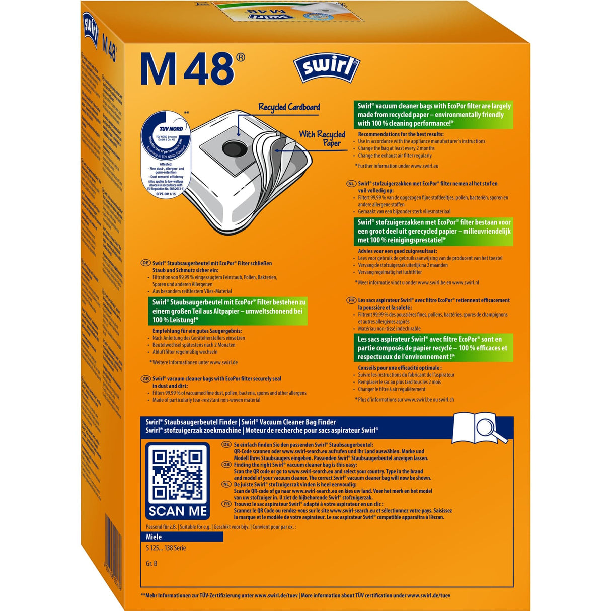 Swirl M 48 MicroPor® PLUS AirSpace® Staubsaugerbeutel