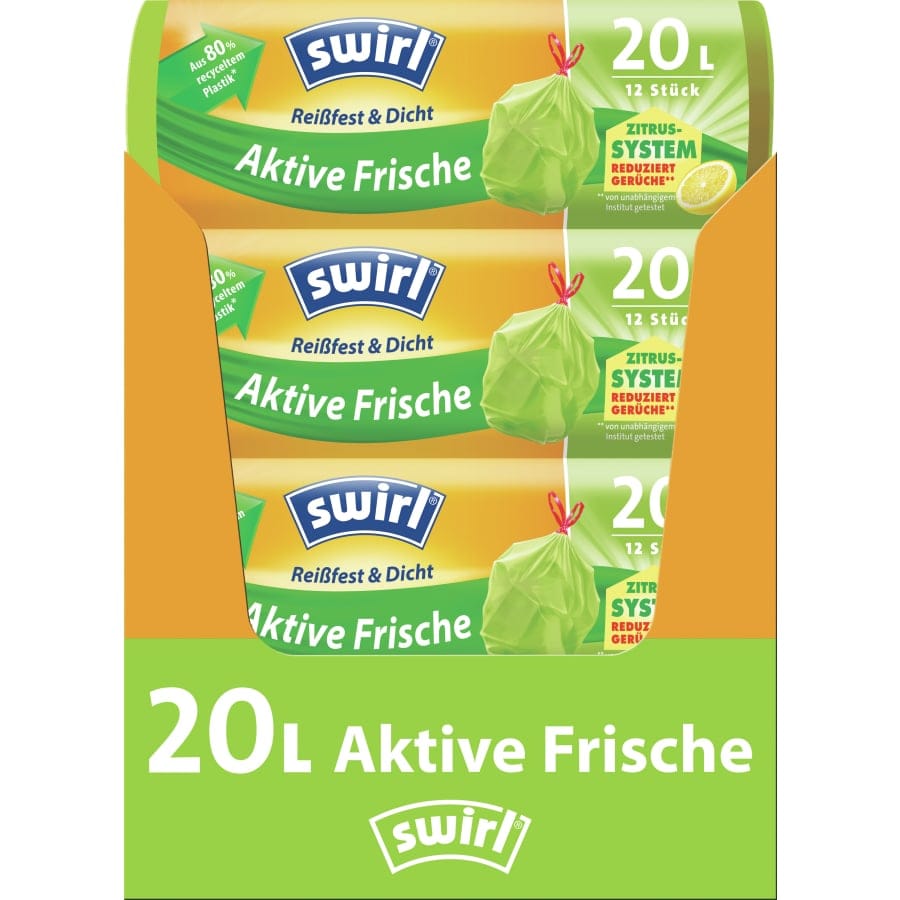 Swirl® Müllbeutel Reißfest, Aktive Frische, 20 Liter