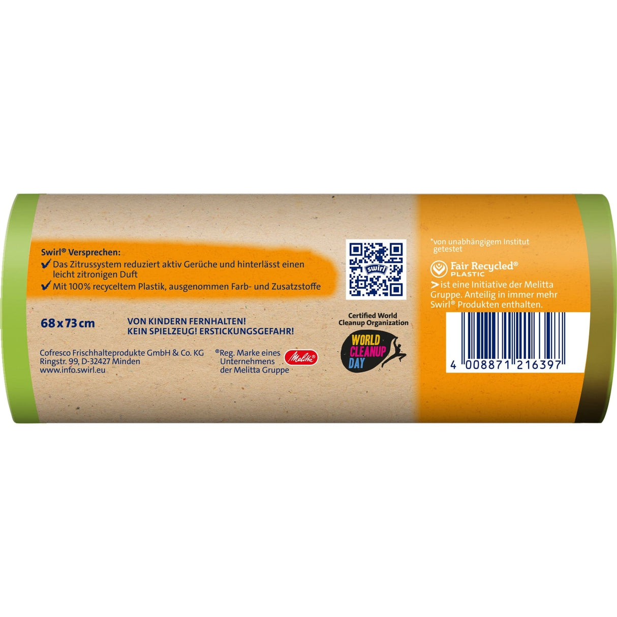 Swirl® Müllbeutel Reißfest, Aktive Frische, 60 Liter