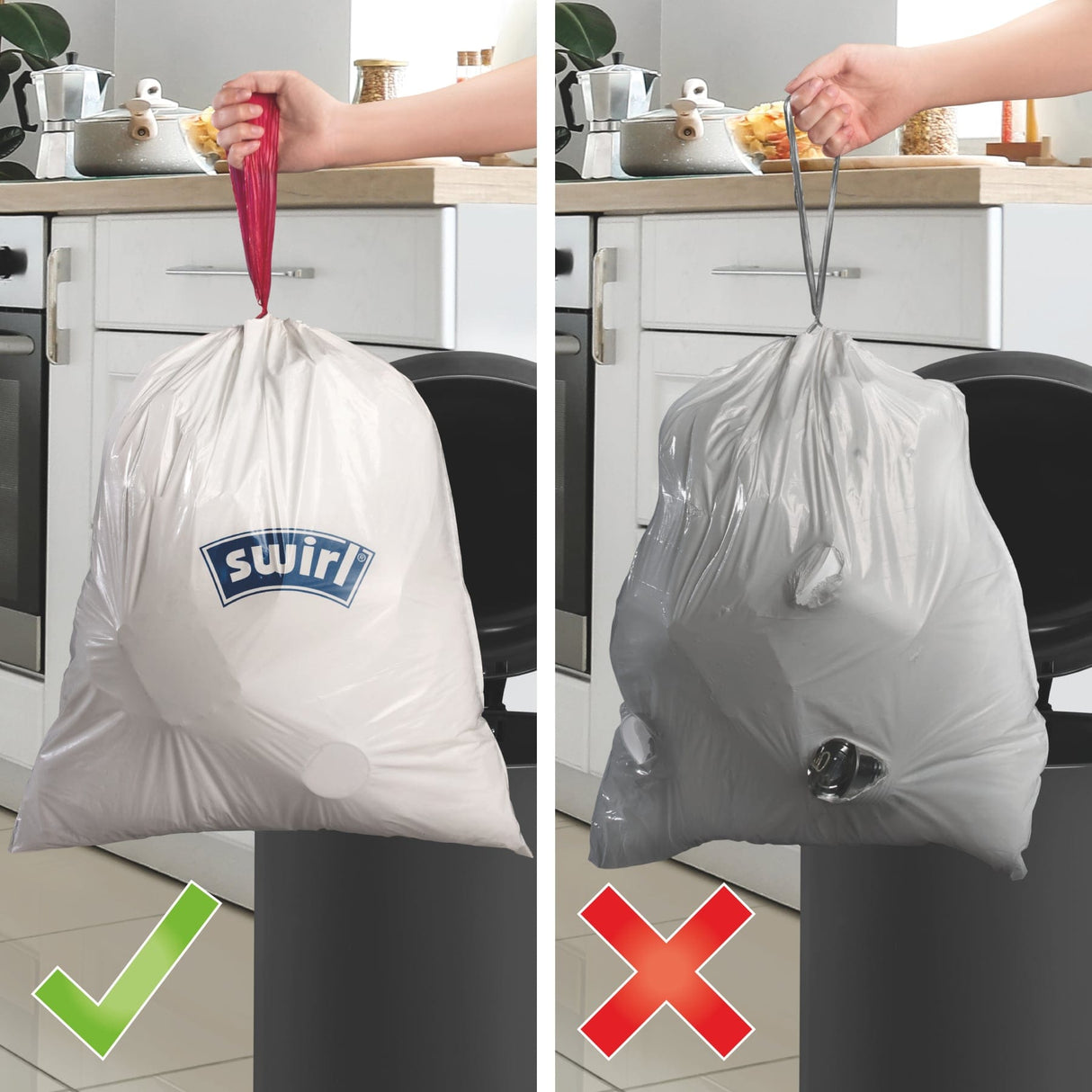 Swirl® Müllbeutel reißfest, mit Zugband, 35 Liter