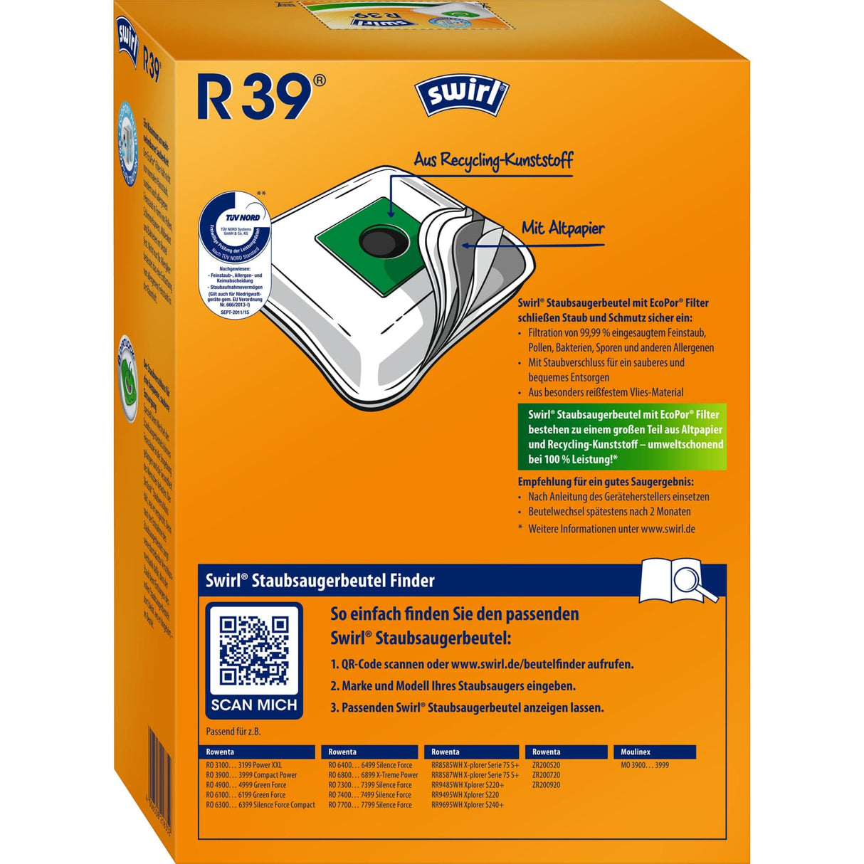 Swirl® R 39 Ecopor® Staubsaugerbeutel