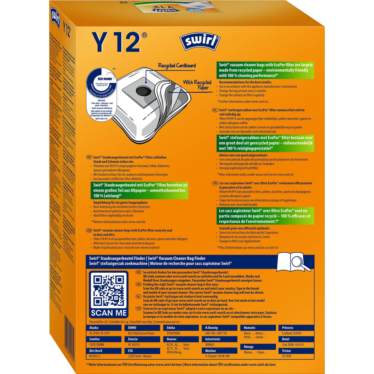 Swirl Y 12 MicroPor® PLUS AirSpace® Staubsaugerbeutel