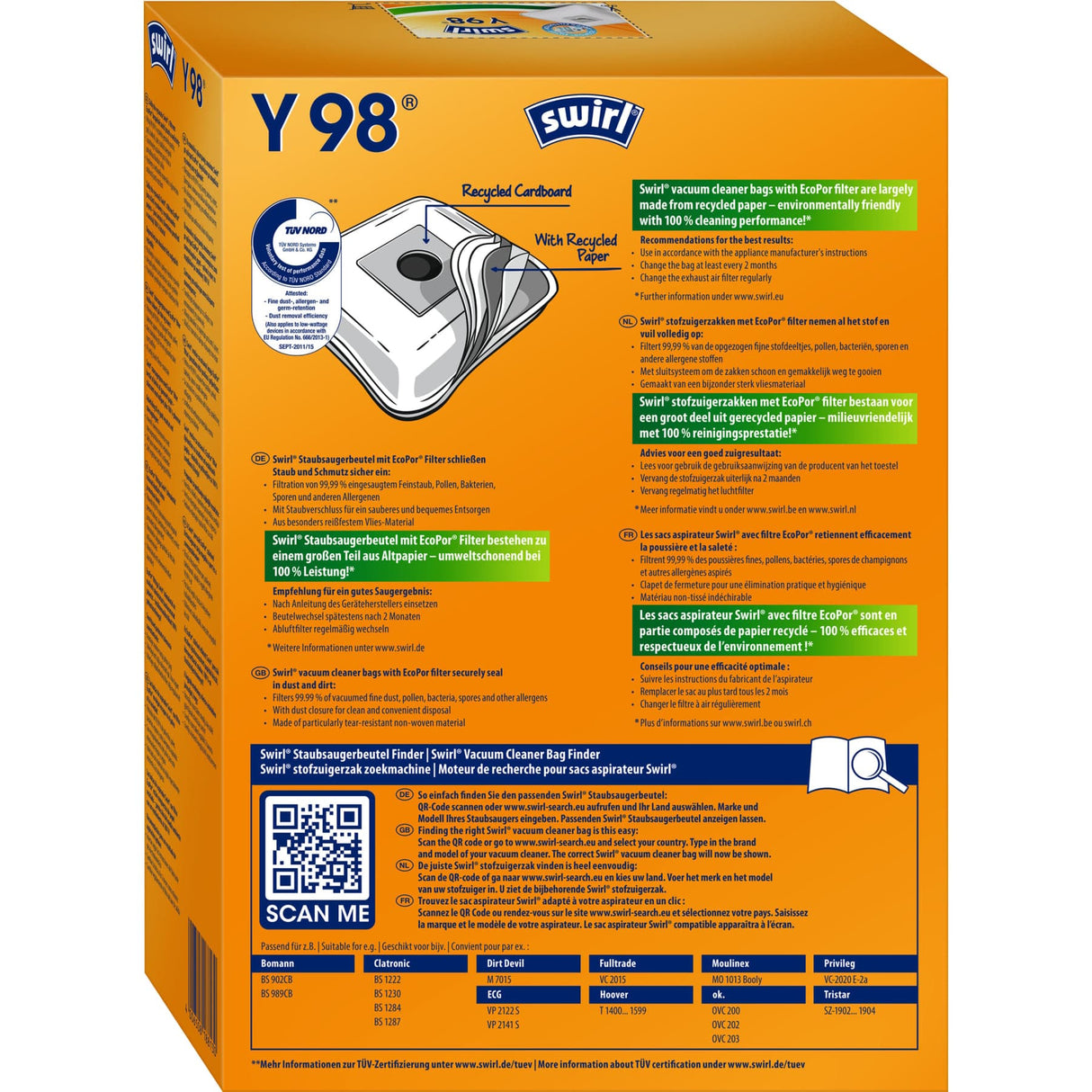 Swirl Y 98 MicroPor® PLUS AirSpace® Staubsaugerbeutel