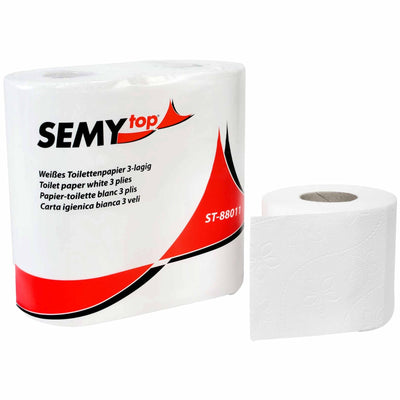 Toilettenpapier, 3-lagig, weiss, 100 % Zellstoff 4 Rollen 200 Blatt
