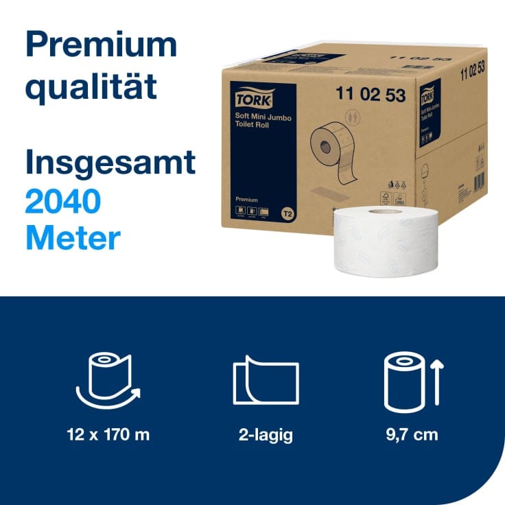 Tork Mini Jumbo Toilettenpapier T2 Premium 2-lagig