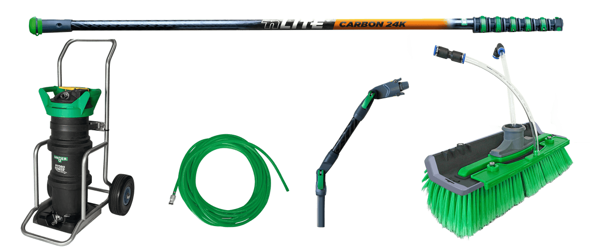 UNGER Reinwasser Set HydroPower® Ultra – Fortgeschritten Carbon 8,60 m mit Transportkarre