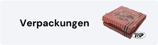 Verpackungsdesign mit gestreifter Pizzaschachtel und dem Wort "Verpackungen" in der Mitte, modernes Branding-Konzept.