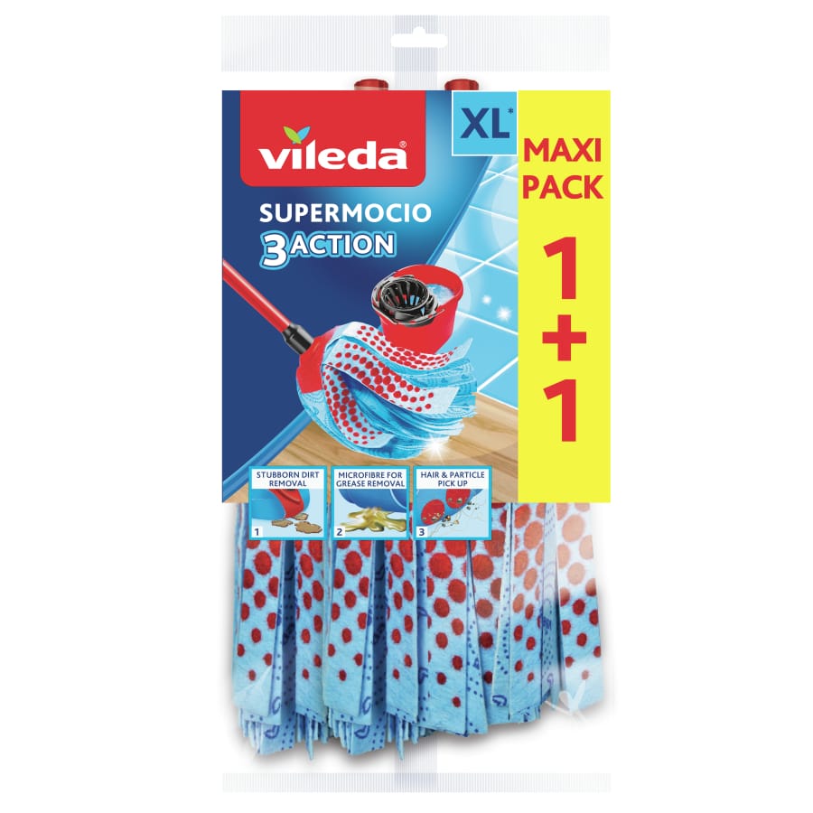 Vileda SuperMocio 3xAction Velour Wischmopp 2 Stück (Multipack)