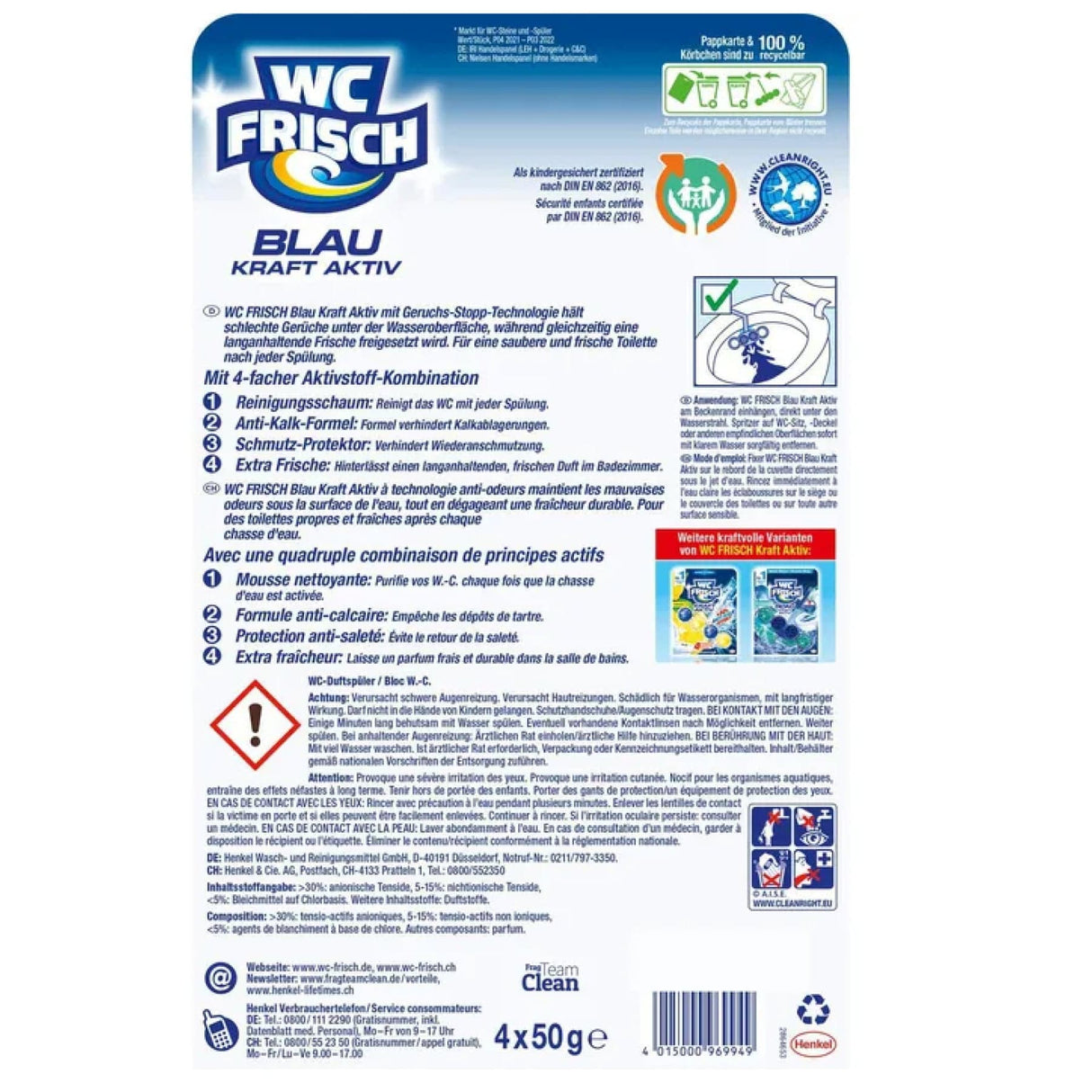 WC Frisch Kraft-Aktiv WC-Duftspüler Blau, Chlor