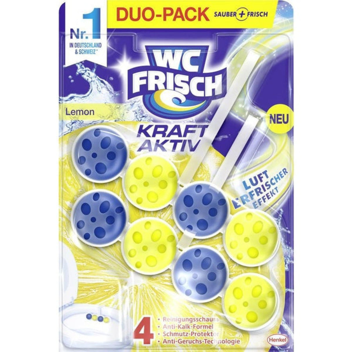 WC Frisch WC Reiniger Kraft-Aktiv Lemon 1 Packung (2 Stück × 50 g)