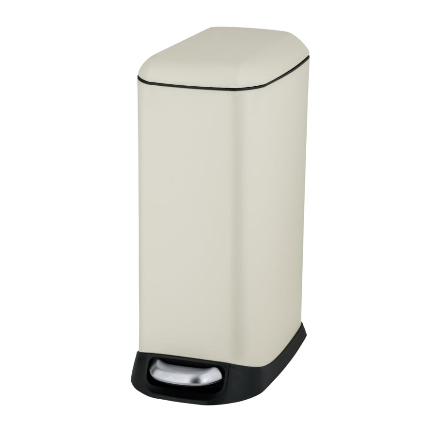 WENKO Design Treteimer 12 Liter, Edelstahl mit Easy-Close creme