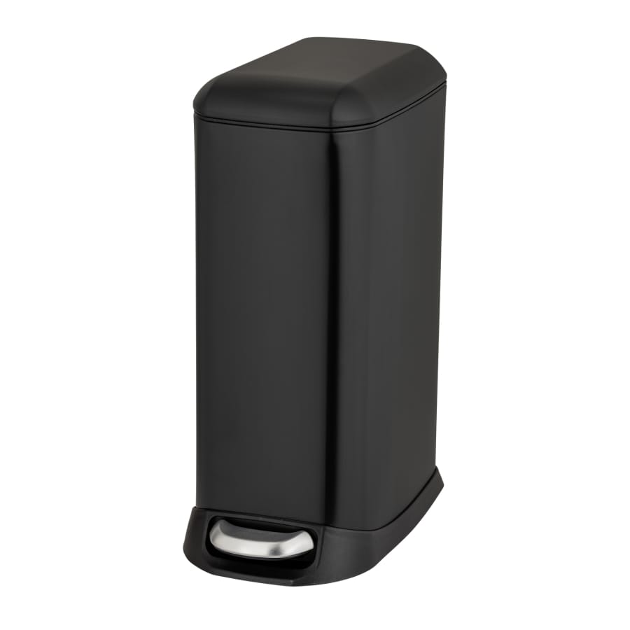 WENKO Design Treteimer 12 Liter, Edelstahl mit Easy-Close schwarz