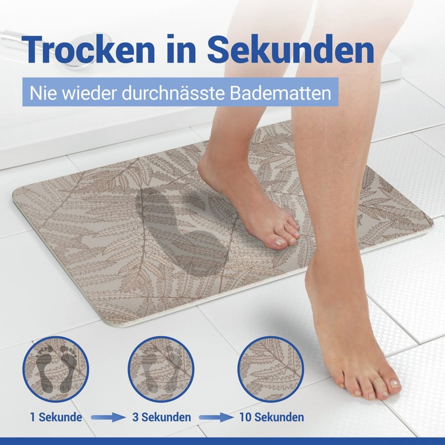 WENKO Diatomit Badematte, 60 x 39 cm, rutschsicher