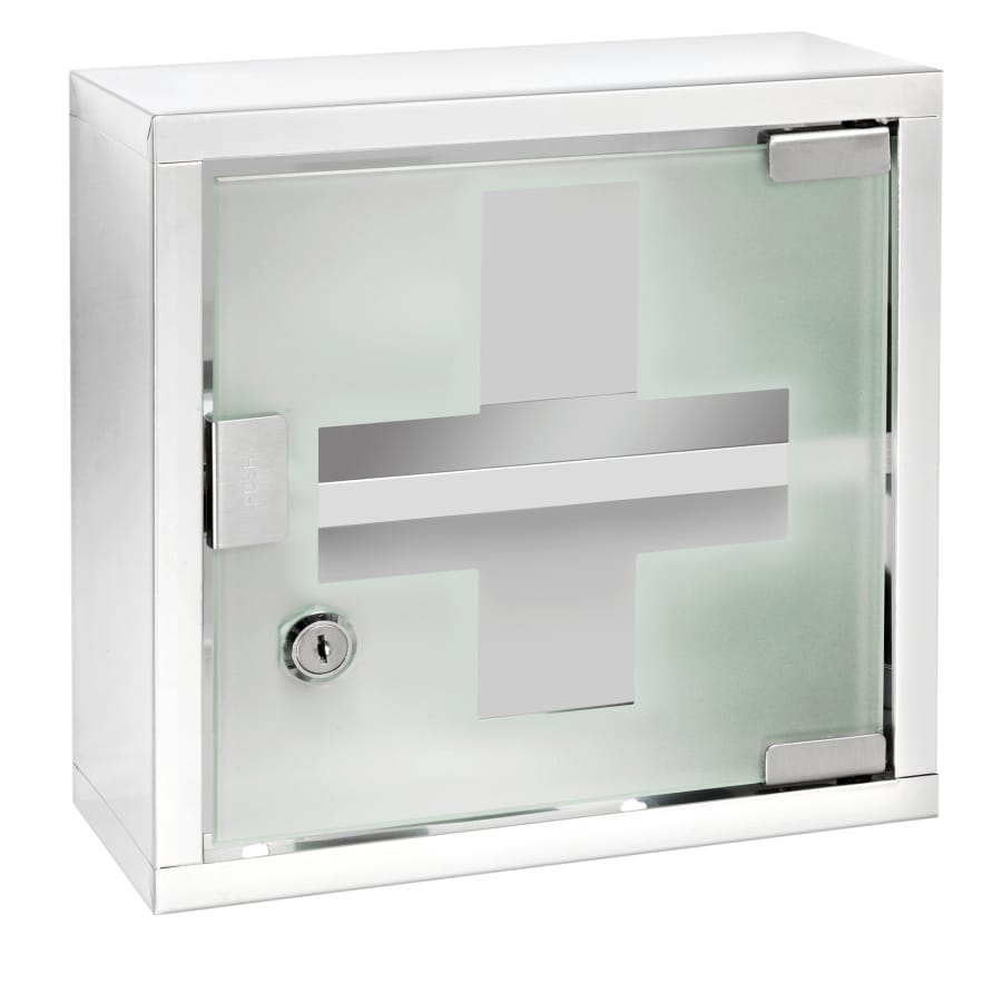 WENKO Medikamentenschrank Edelstahl, abschließbar 25 x 25 cm