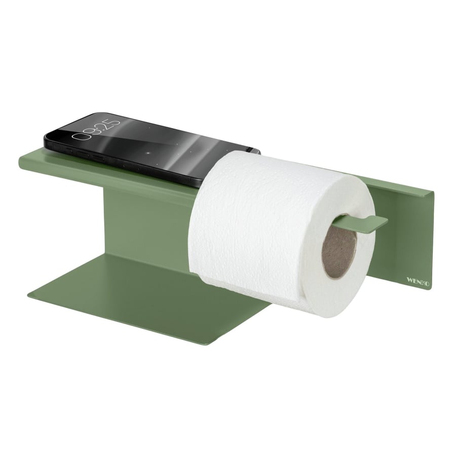 WENKO Turbo-Loc Toilettenpapierhalter Lizan mit Ablage grün