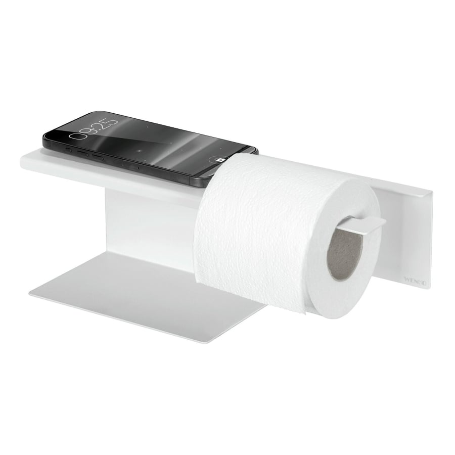 WENKO Turbo-Loc Toilettenpapierhalter Lizan mit Ablage weiß