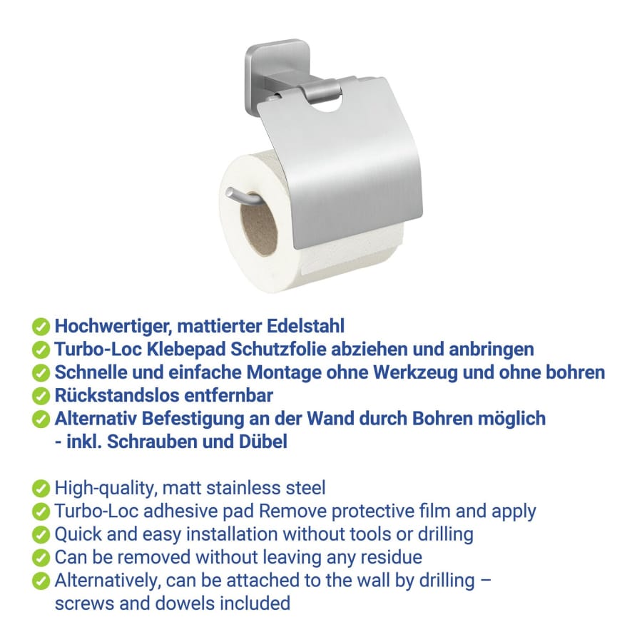 WENKO Turbo-Loc Toilettenpapierhalter Porto mit Deckel