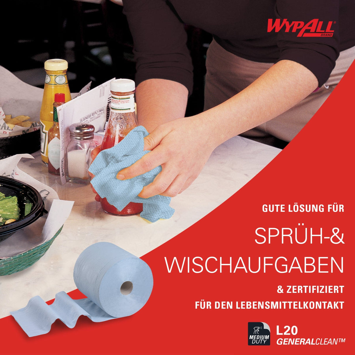 WypAll® L20 Wischtücher - Großrolle, blau