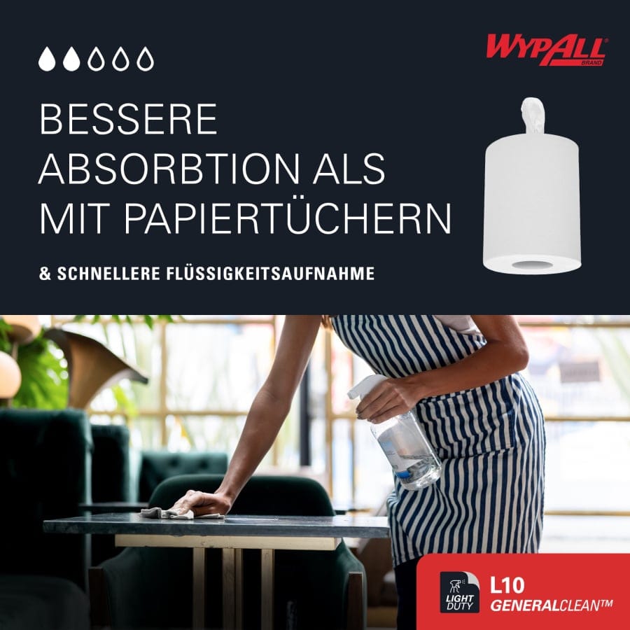 WYPALL® Reinigungstücher L10, mit Zentralentnahme, weiß