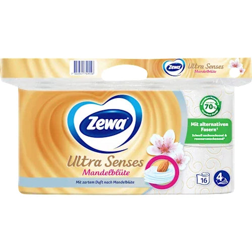 Zewa Ultra Senses Mandelblüte Toilettenpapier, 4 lagig – 1 Packung = 16 Rollen à 135 Blatt 1 Packung = 16 Rollen à 135 Blatt
