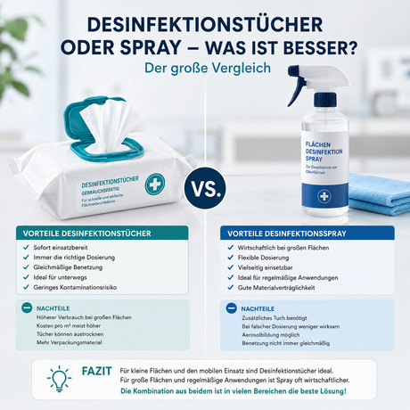 Desinfektionstücher oder Desinfektionsspray – was ist besser?