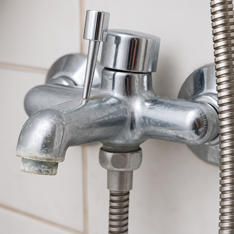 Ein verkalkter Wasserhahn