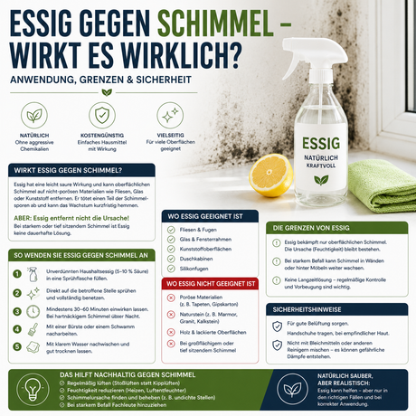 Essig gegen Schimmel – wirkt es wirklich? Anwendung, Grenzen & Sicherheit