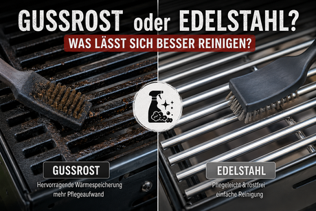 Grillreinigung: Gussrost oder Edelstahl? Was lässt sich besser reinigen?