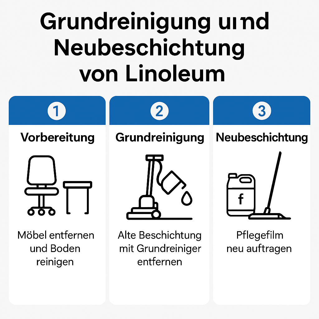 Grundreinigung und Neubeschichtung von Linoleum – Schritt-für-Schritt-Anleitung