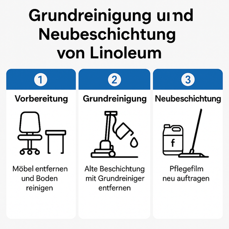 Grundreinigung und Neubeschichtung von Linoleum – Schritt-für-Schritt-Anleitung