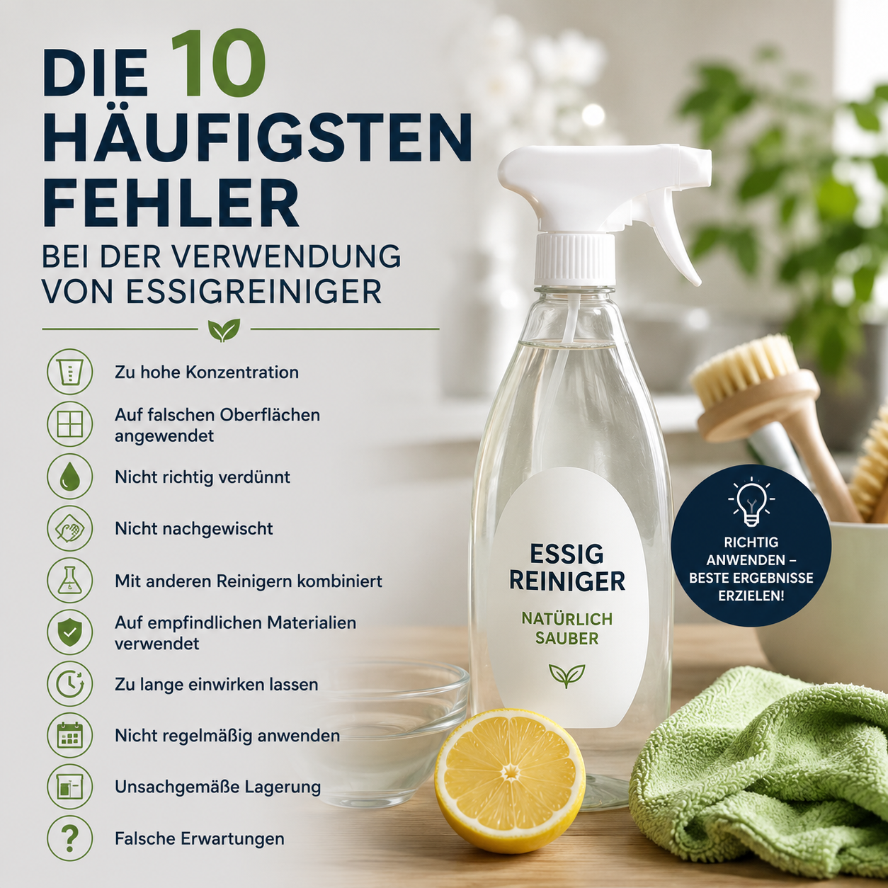 Die 10 häufigsten Fehler bei der Verwendung von Essigreiniger