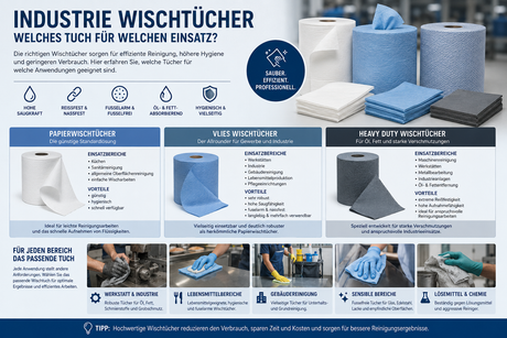 Industrie Wischtücher einfach erklärt – Welche Wischtücher eignen sich für welchen Einsatz?